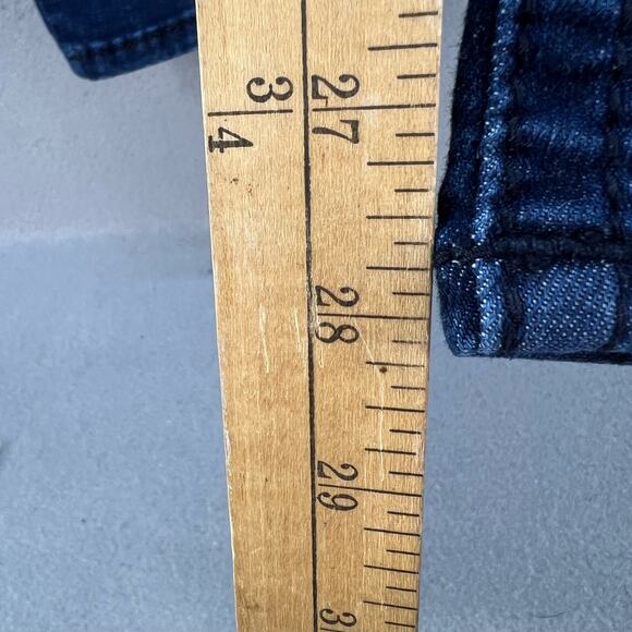 Miss Me Jeans Women's 29x29.5 (8) Dark Blue Easy Skinny Sequins Flower Bling - Picture 13 of 14